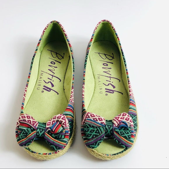 Blowfish Malibu Women’s Multicolor Peep Toe with Bow Flats  Size 7 - Picture 3 of 10